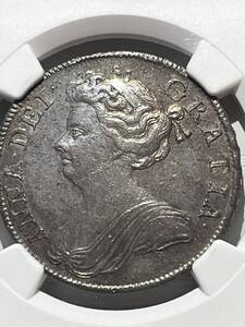 【トーンが美しい】アン女王 1/2クラウン銀貨 1708年 NGC MS61