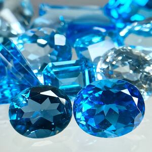 1円〜!!≪天然ブルートパーズおまとめ102ct≫n 約20.4g ルース 裸石 宝石 ジュエリー jewelry blue topaz w5 12