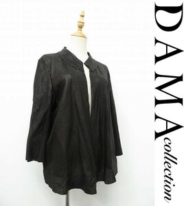 D294/DAMA COLLECTION ダーマコレクション ラムレザージャケット パンチング メッシュ 7分袖 羊革 本革 15 XXL 黒 大きいサイズ