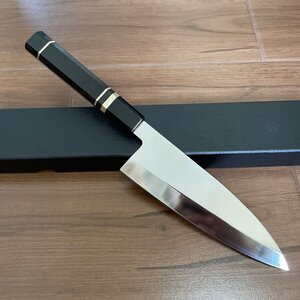 【鏡面仕上げ】VG10号本焼出刃包丁180mm 黒檀柄八角柄 刃渡り180mm 刃厚5mm 鋼材V金10号