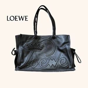 LOEWE ロエベ ショッパートート カーフレザー ブラック 黒 クラウン レディース トートバッグ ショルダーバッグ 本革 肩がけ