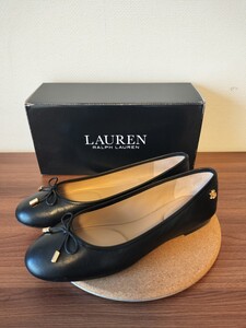 【美品】LAUREN RALPH LAURENラルフローレン★フラットバレエシューズ★サイズ37★ブラック