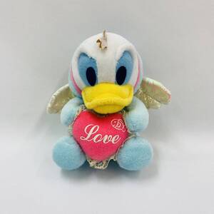 BabyDonald 天使Ver ドナルドダック/ドナルド ぬいぐるみ 青 ハート LOVE 翼 DisneyBaby かわいい 小さい 当時物 約15cm×15cm