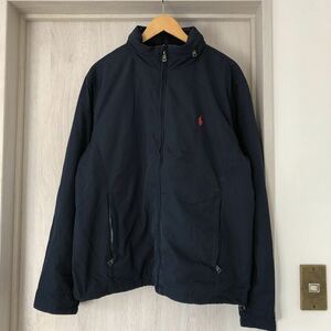 (k) POLO RalphLauren ポロラルフローレン ナイロン ジャケット 紺 ネイビー サイズL フード収納