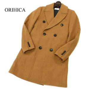 ORIHICA オリヒカ 秋冬 メルトン ウール★ 中綿 ダブル チェスター コート Sz.SS　メンズ キャメル　C3T11913_C#N