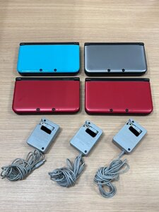 【FMD3402】【1円～】任天堂 Nintendo ニンテンドー DS 3DSLL ゲーム機 本体 4台 充電器 アダプター 3台 レッド ブルー グレー 動作確認済