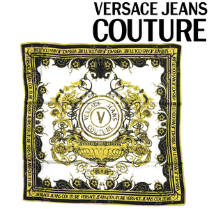 VERSACE JEANS COUTURE ベルサーチ ヴェルサーチェ スカーフ ロゴ シルク ホワイト 74HA7H01-ZG152-G03