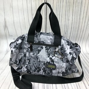 m001 F(60) LeSportsac レスポートサック デジタルカモフラージュ ボストンバッグ ショルダー付 2WAY 迷彩柄 グレー モノトーン