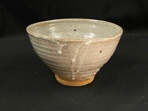 【福蔵】 茶碗 李朝 井戸茶碗 刷毛目 茶道具 溶雪釉 時代物 古美術 径14.3cm