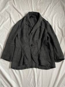 YOHJI YAMAMOTO ヨウジヤマモト リネン 1ボタン サイズ３１B ブラック 黒 ジャケット 左右非対称 アサシンメトリー 日本製 アーカイブ