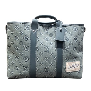 ルイ・ヴィトン LOUIS VUITTON ウィークエンドトートNM M22537 モノグラム・ウォッシュ デニム トートバッグ メンズ 中古