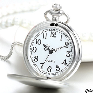 懐中時計　時計　シルバー　アンティーク調　チェーン付き　ネックレス　ペンダント　ウォッチ　ポケットウォッチ　ギフト　プレゼント