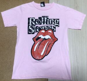 ローリングストーンズ ロゴ バンドTシャツ Sサイズ★ピンク Rolling Stones ロック