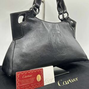 1円 正規品 極美品 Cartier カルティエ トートバッグ ハンドバッグ マルチェロ マストライン レザー ギャランティーカード 袋 ブラック