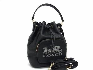 1円 ■新品■未使用■ COACH コーチ 1899 レザー 2WAY 巾着型 クロスボディ ハンドバッグ ショルダー レディース ブラック系 AY5925