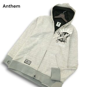 Anthem アンセム BONDED EMBLEM ZIP★ 裏フリース ロゴ ジップ パーカー スノー ウェア Sz.M メンズ グレー スノボ スキー　A4T11280_A#N