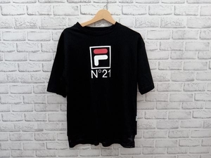 N°21×FILA ヌメロヴェントゥーノ×フィラ 12-C100 半袖Tシャツ 丸首ネック ブラック Sサイズ 店舗受取可