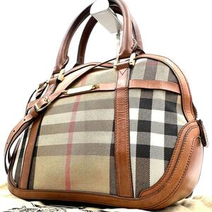 《現行》BURBERRY バーバリー オーチャード ハウスチェック柄 2WAY ハンドバッグ ショルダーバッグ レザー キャンバス 斜め掛け