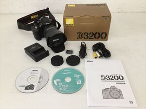 ●営FU245-80【通電確認済】 Nikon D3200 デジタル 一眼レフ カメラ ボディ デジタルカメラ ブラック 付属品有 使用説明書、箱付き