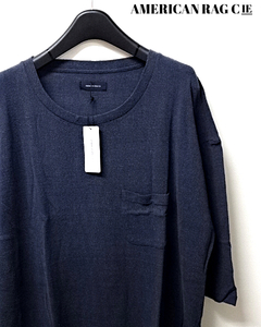 MENS 2 新品【AMERICAN RAG CIE SILK 100% 7分袖カットソー NAVY アメリカンラグ シー 7分袖カットソー Tシャツ 5分袖 半端丈袖】