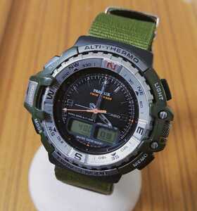 【動作正常】CASIO・カシオ / PROTREK TWIN SENSDR /メンズ用腕時計(PRT-70) / 電池交換済み / ベルト社外新品