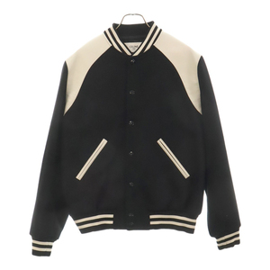 CELINE セリーヌ 24SS Classic Teddy Jacket 2V39V896C クラシックテディジャケット レザー切替ウールスタジアムジャケット ブラック