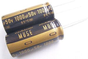 ★新品 オーディオ用電解コンデンサー1000uF 50V ニチコンMUSE・KZ 2個