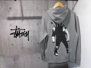 USA製 STUSSY ステューシー キングシャドーマン プリント スウェット パーカー M/プルオーバー フーディ/グレー/メンズ/希少 米国製 名作