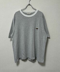 ITALY製 MARNI TEE SHIRT 46 イタリア製 マルニ メンズ リンガー ネック 刺繍ロゴ Tシャツ カットソー グレー マルジェラ コムデギャルソン