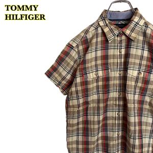 【AY1935】　TOMMY HILFIGER トミーヒルフィガー　半袖シャツ　チェックシャツ　レディース　Sサイズ　