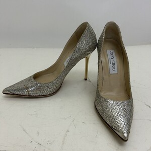 S312-N29-4666 JIMMY CHOO ジミーチュウ 34 ヒール パンプス シルバー系 現状品3