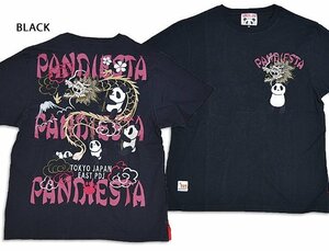 熊猫ドラゴンTシャツ◆PANDIESTA JAPAN ブラックMサイズ 523214 パンディエスタジャパン パンダ 和柄 刺繍 龍 竜