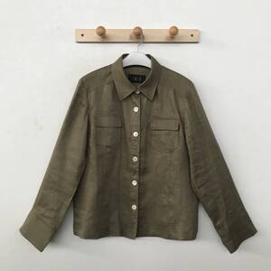 DAKS ダックス レディース 大きなサイズ リネン100％ シャツジャケット 日本製 美品 size 15ABR