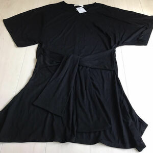 新品　半袖カットチュニック　chocol raffine robe フロント結び　黒　フリー