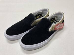 激レア!! VANS SHAKE JUNT SLIPON Pro 黒x金 スエード レザー US10.5 (28.5cm) アメリカ企画限定!! スリッポン バンズ