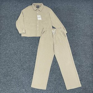 高級EU製＆定価8万◆UABONI*Paris*セットアップ*ユアボニ*パリ発◆カシミヤ/シルク混 ソフト 保温 長袖シャツ パンツ スポーツ 秋 XL/50