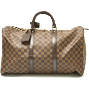 LOUIS VUITTON ルイヴィトン キーポル 50 N41427 ボストン ハンドバッグ ダミエ・エベヌ×レザー ブラウン×ゴールド メンズ レディース