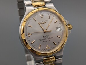 稼働 美品 LONGINES ロンジン コンクエスト L1.627.3 パーペチュアルカレンダー QZ クォーツ メンズ 腕時計 ホワイト文字盤Qa-114S