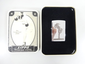 新品 未使用品 1993年製 ZIPPO ジッポ WINDY ウィンディ 1935 VARGA GIRL 立体 メタル貼り シルバー 銀 オイル ライター 缶ケース付き