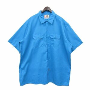 ビッグ サイズ 3XL Dickies 半袖 ワーク シャツ ブルー 作業着 ストリート ディッキーズ 古着 ビンテージ 4A2802