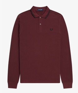 「FRED PERRY」 長袖ポロシャツ L マルーン メンズ