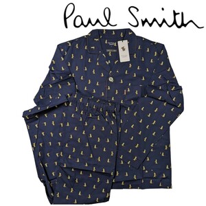 新品ポールスミス PaulSmith 長袖 パジャマ L ネイビー ラウンジウェア 犬 マルチストライプ