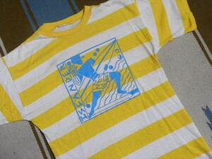 ★ビンテージ80s黄ボーダーサーフＴシャツISLANDERハワイS