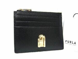 ■新品同様■ FURLA フルラ レザー フラグメントケース カードケース コインケース 小銭入れ レディース ブラック系 AU9855