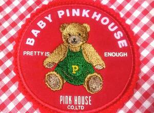 BABY PINKHOUSE/ピンクハウス/母子手帳ケース(お薬手帳通帳ケース)入れ/ギンガムチェック柄/クマくま刺繍ワッペン/絶版超レア★