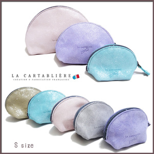 LA CARTABLIEREフランス製きらきらスエード　半円ポーチ#Sパープル★★