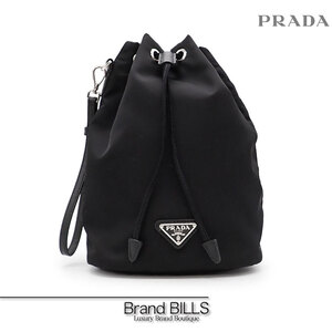 未使用品 PRADA プラダ Re-Nyion ポーチ 1NS369 ナイロン ブラック シルバー金具 トライアングルロゴ 巾着