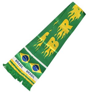 ブラジル国旗＆BRASILデザインレタリングタオルマフラー型ペナントリボン