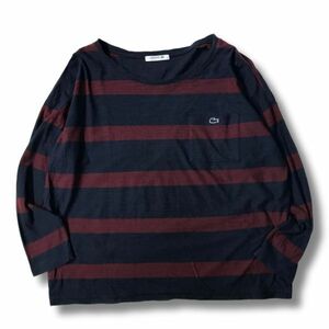 《オススメ◎》LACOSTE ラコステ★日本製*ワンポイント*ボーダーデザインTシャツ*カットソー*ネイビー/ボルドー*サイズ38(MA6170)◆S60