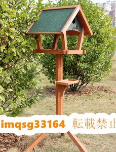 三角屋根タイプ バードフィーダー ウッド 木製の野外餌器 鳥の餌台 高品質 防腐雨日焼け防止